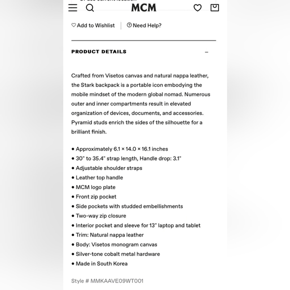 RARE MCM SIZE XL Stark studded Backpack  NEW WITH TAGS IN WHITE - Picture 3 of 11